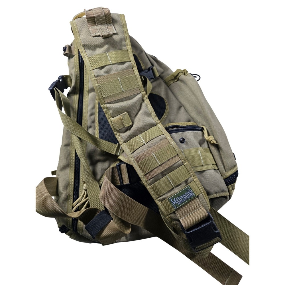 Maxpedition Lunada Gearslinger Tactical Sling Bag Tan Khaki Backpack - Picture 2 of 7